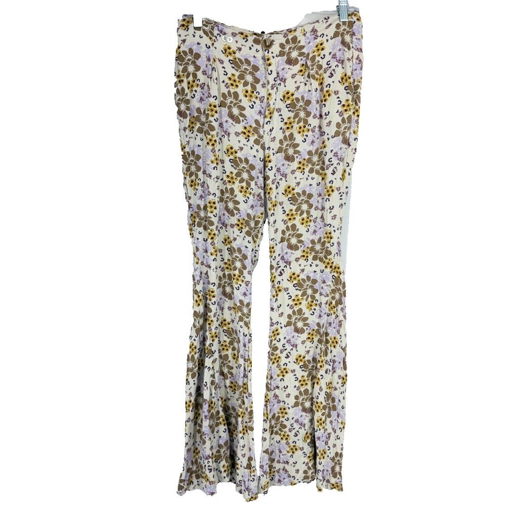 Free People Women S Can't Take My Eyes Off Of You Pants Floral Flare Wide Leg